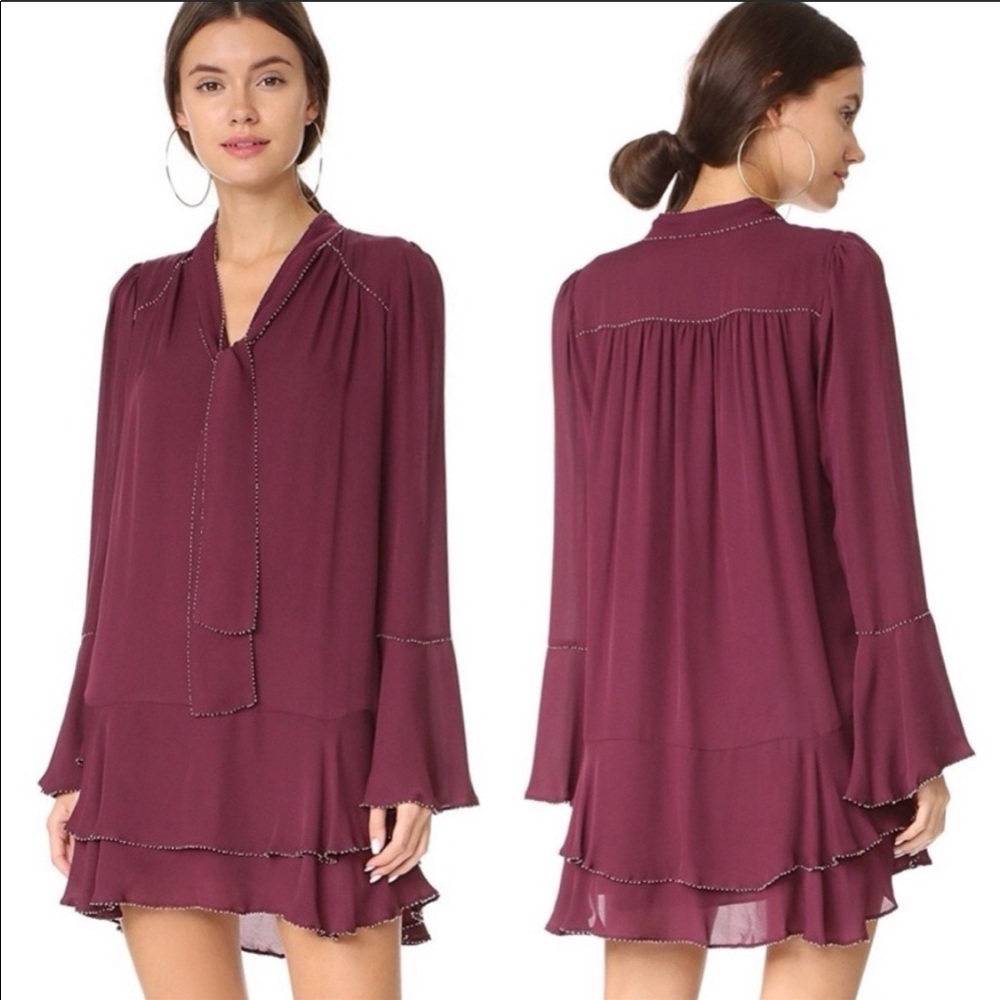 Parker Cathryn Silk Mini Ruffled Boho Dress